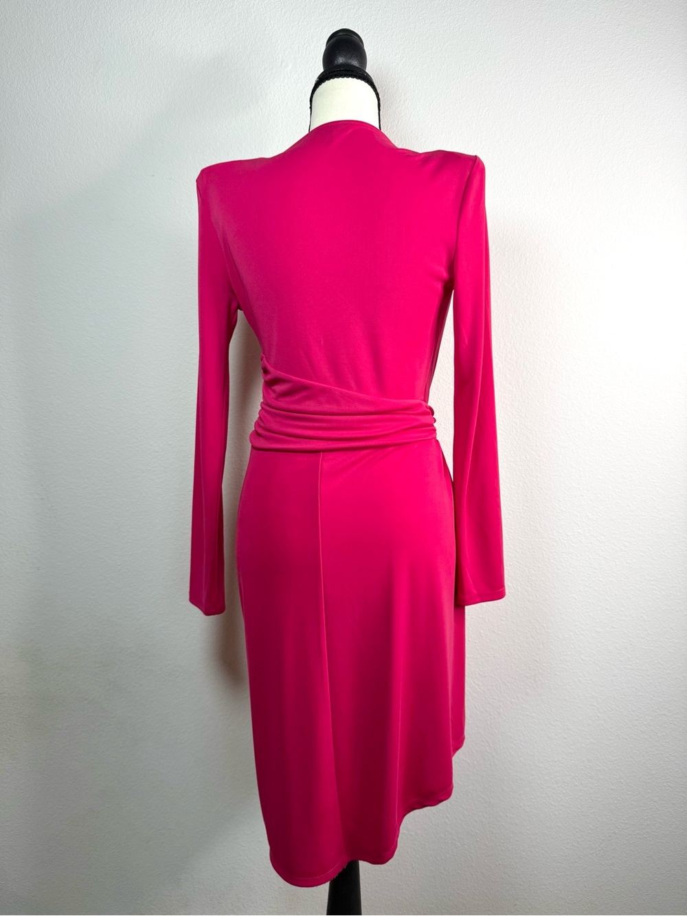 Express Fuchsia Ruched Wrap Dress - Picture 2 of 4